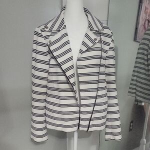 bagatelle Black and White Striped Blazer Jacket